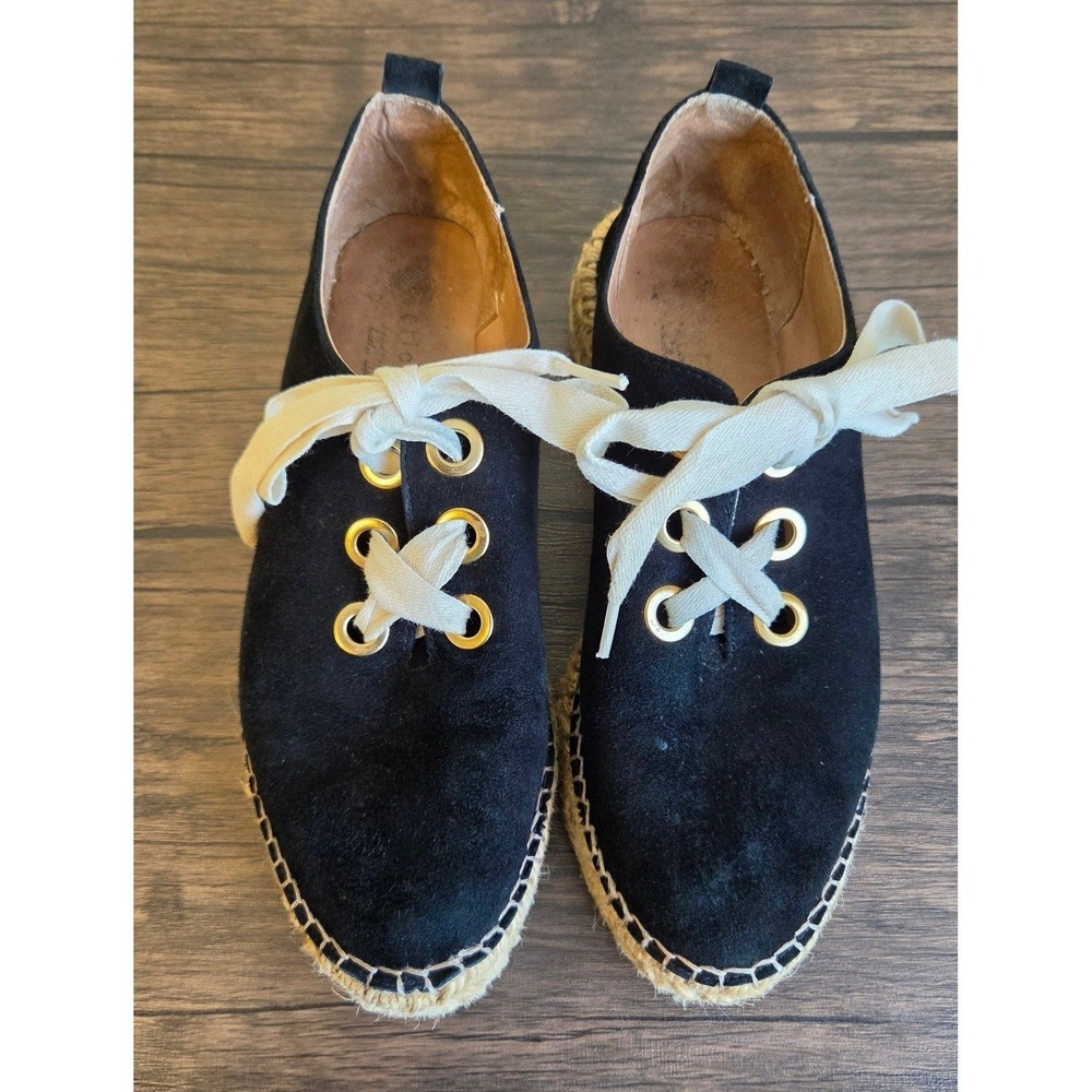 Eric Michael Black Suede Espadrille Platform Lace Up Shoes Spain Womens 38/7.5 - Picture 2 of 8
